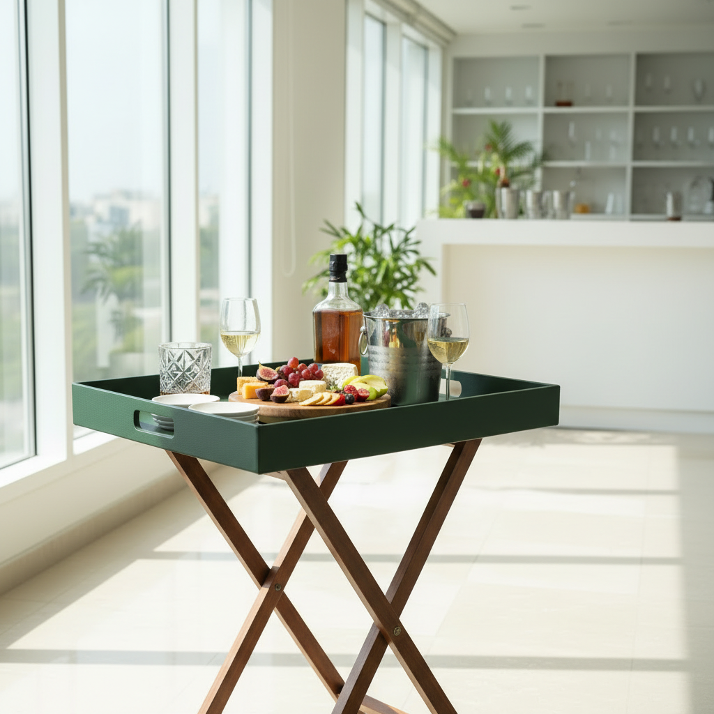 Casa Botanical Butler Tray Table in Sage Green, Small
