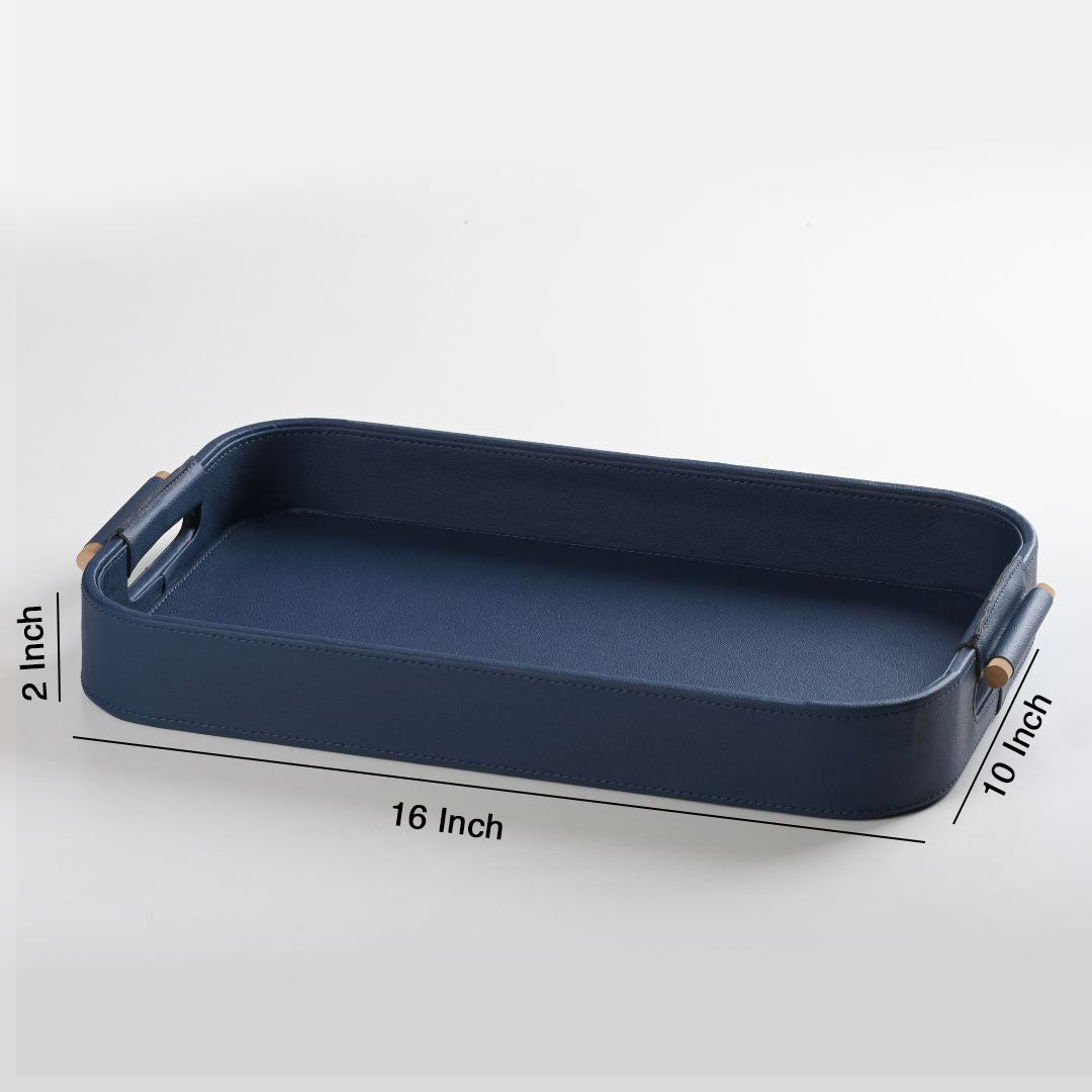 Wood-Handled Serving Tray in Mist Blue, Small — exact photographed product