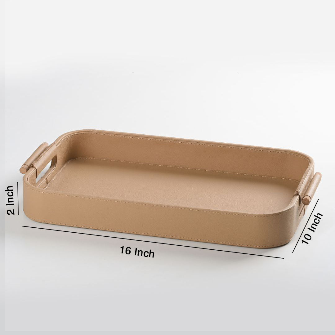 Wood-Handled Serving Tray in Soft Sand, Small — exact photographed product