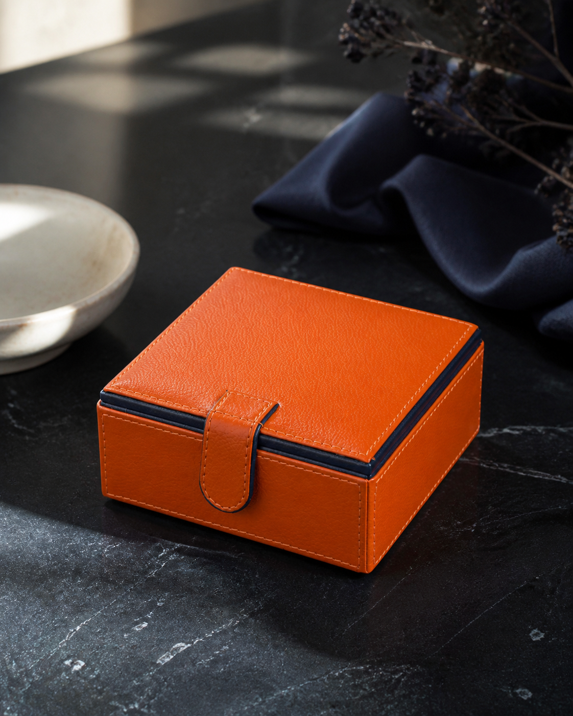 Magnetic Storage Box in Mellow Apricot, editorial product view