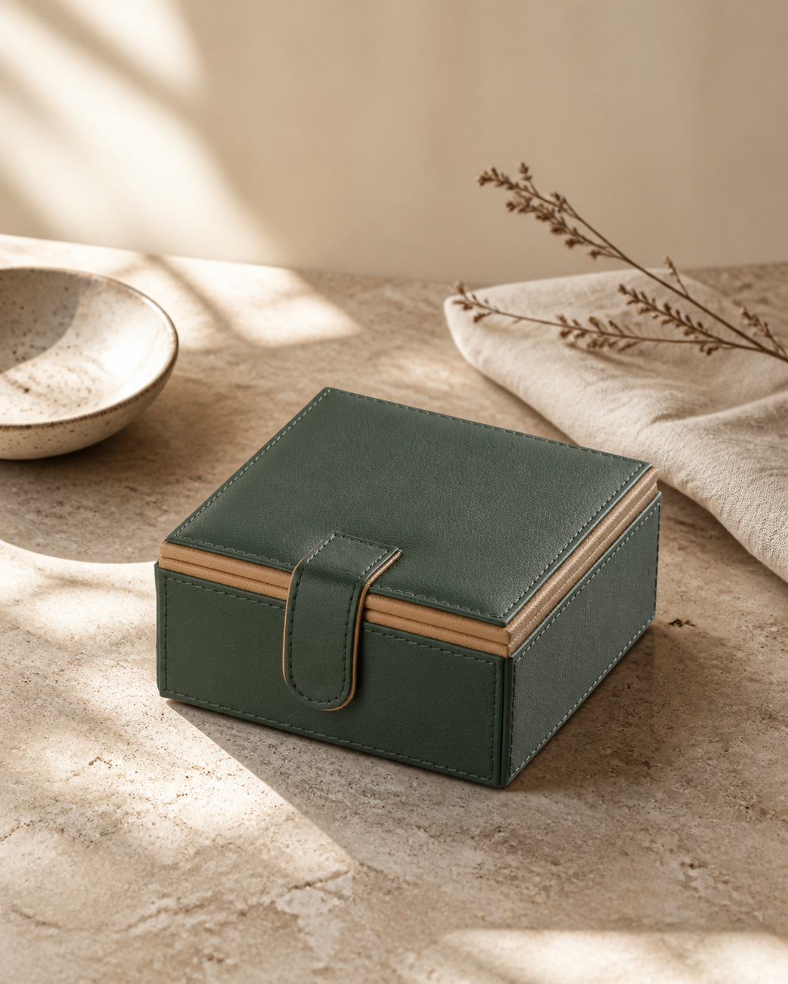 Magnetic Storage Box in Sage Green, editorial product view