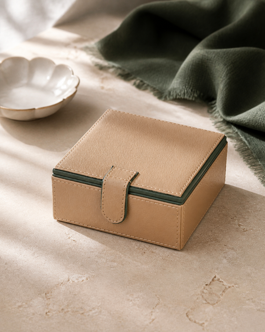 Magnetic Storage Box in Beige, editorial product view