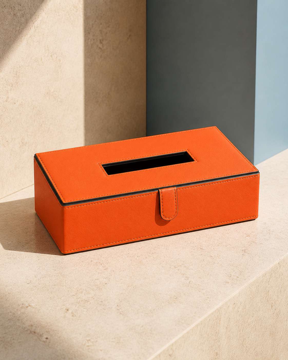 Casa Botanical Mellow Apricot faux-leather tissue box cover