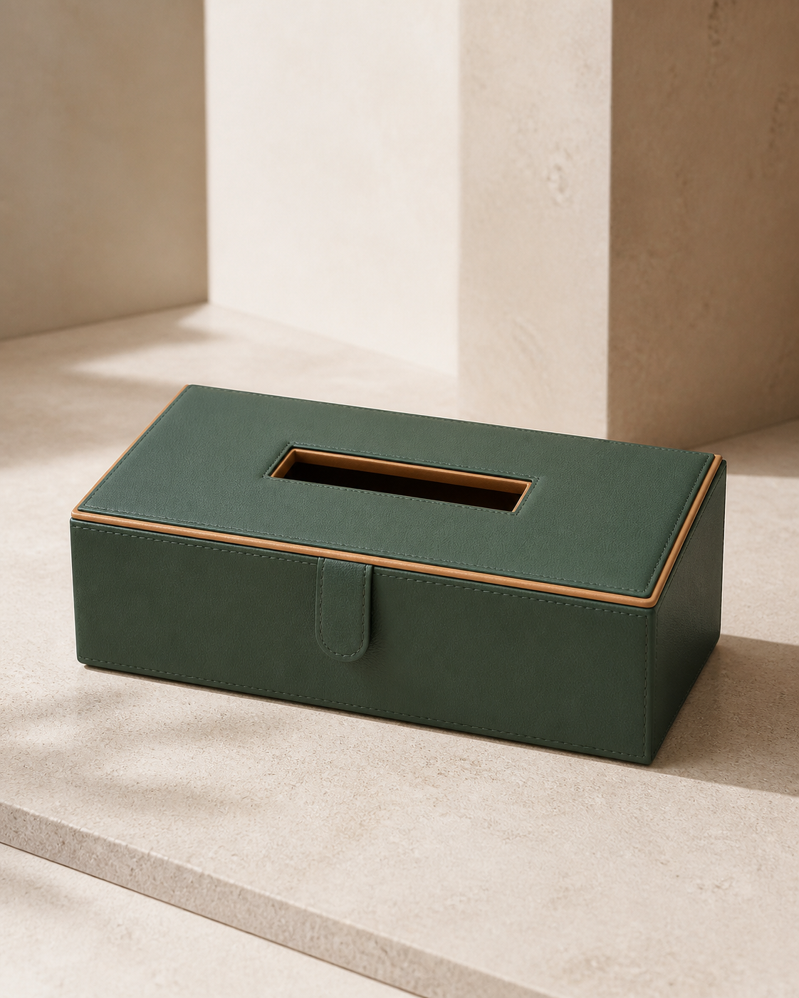 Casa Botanical Sage Green faux-leather tissue box cover