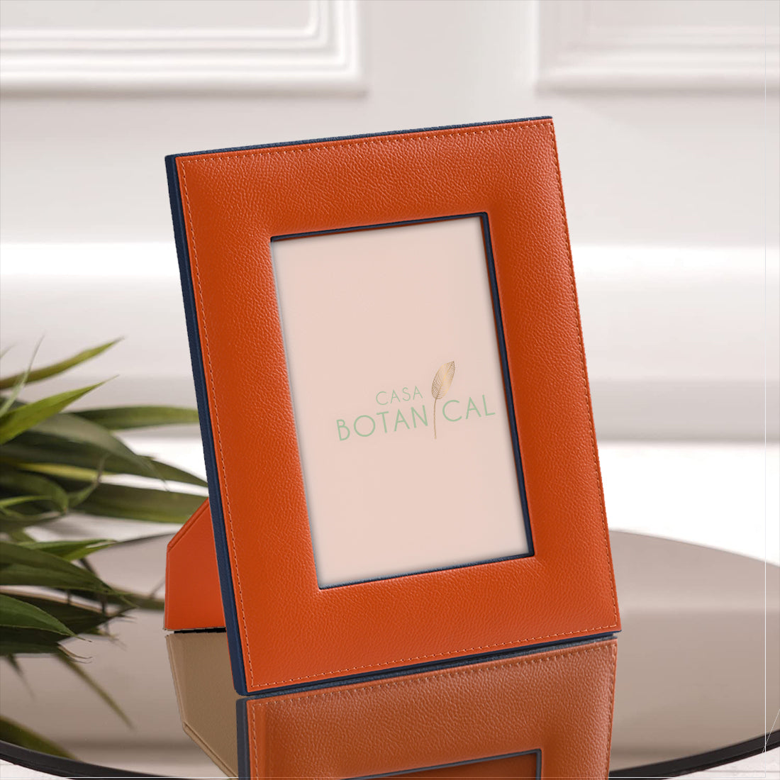 Faux-Leather Photo Frame in Mellow Apricot