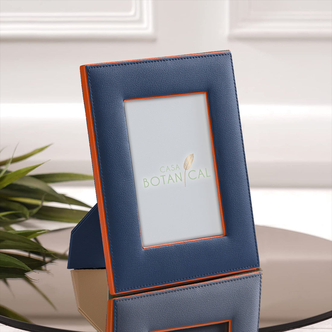 Faux-Leather Photo Frame in Mist Blue