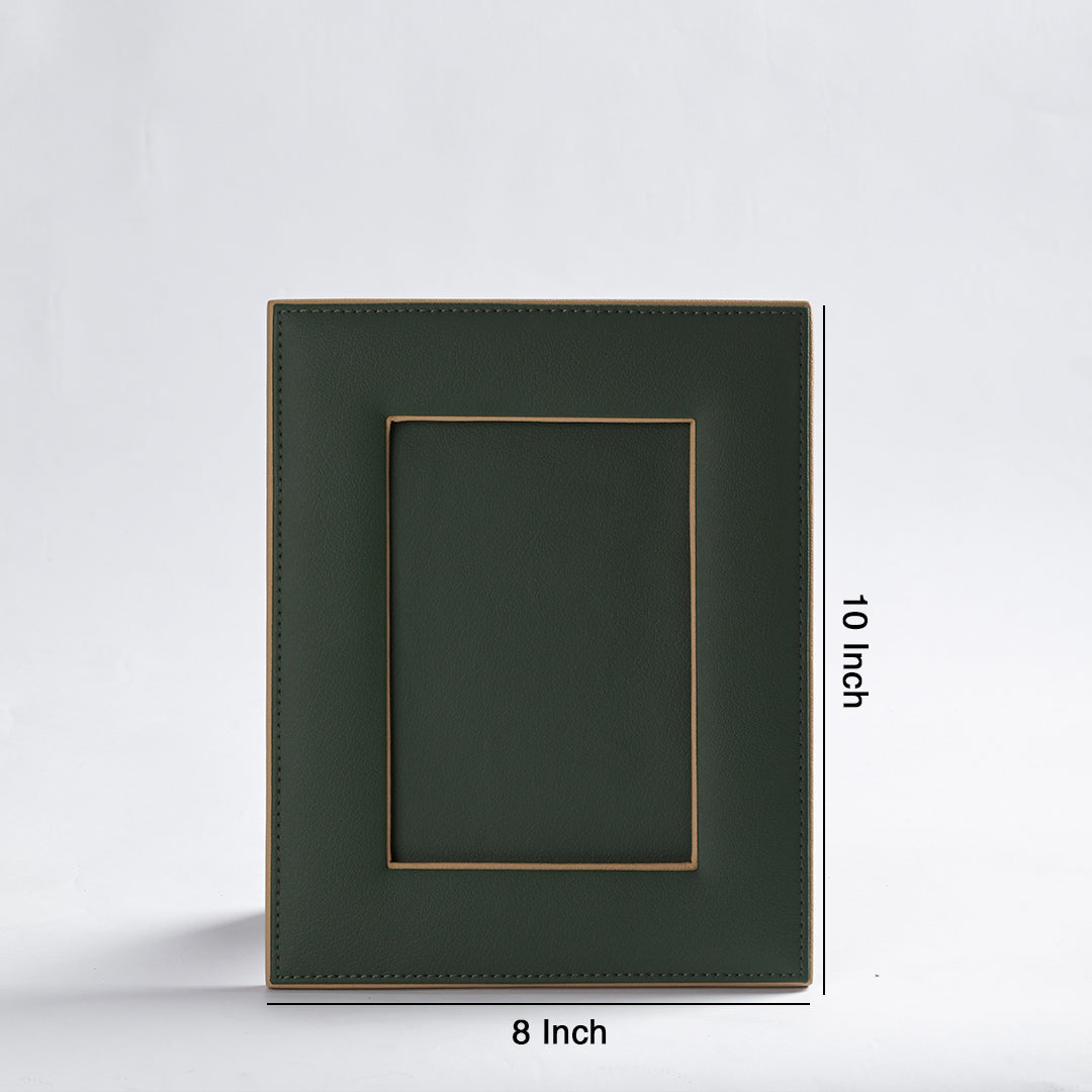 faux leather table photo frame green