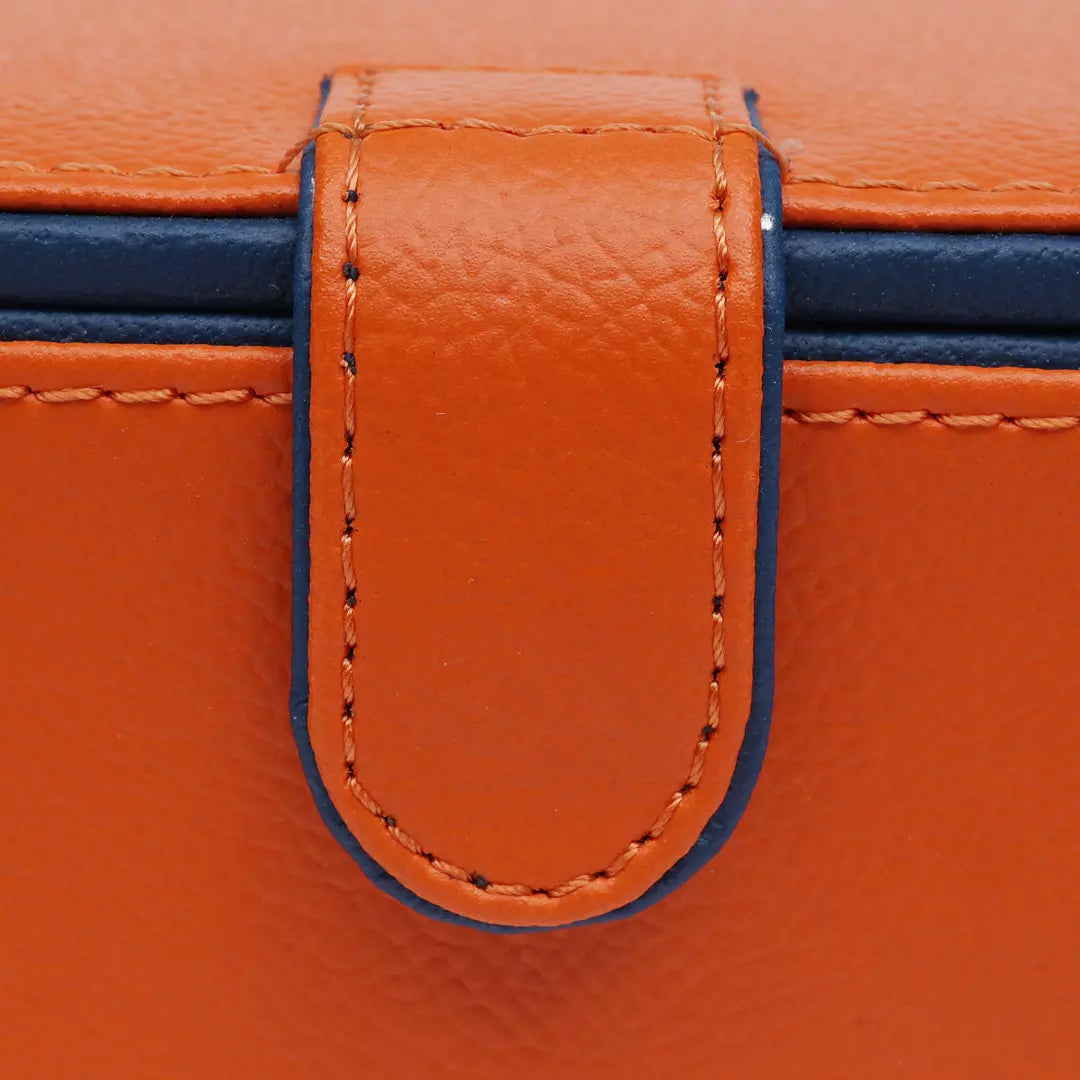 Orange Faux Leather Small Storage Box with Magnetic Lock