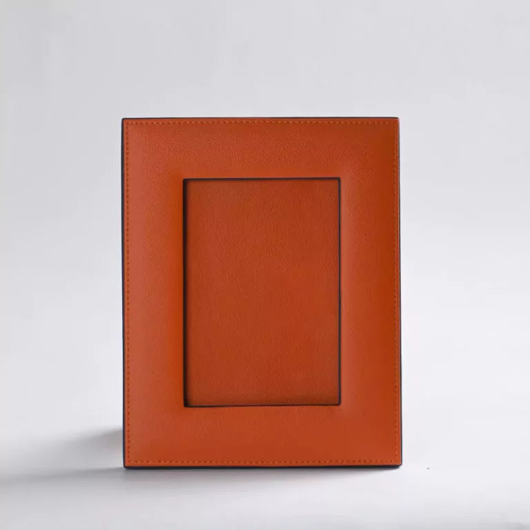 Orange Faux Leather Photo Frame