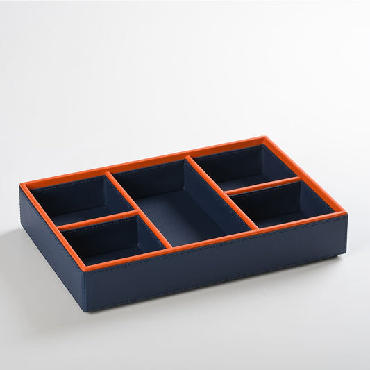 Blue Faux Leather Slot of 5 Stack Tray