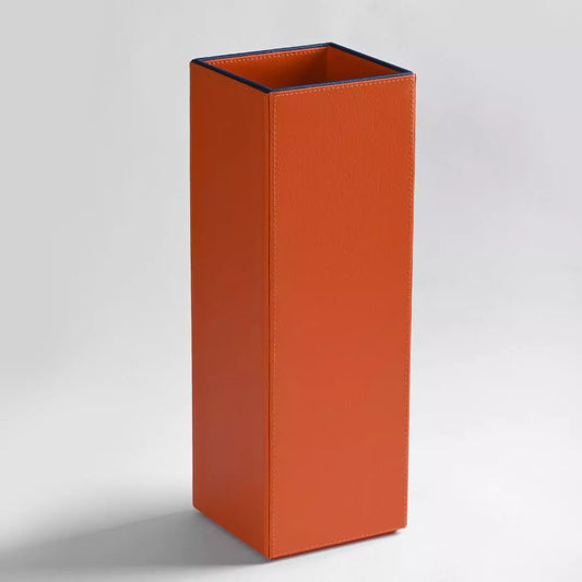 Orange Faux Leather Large Vertical Flower Vase