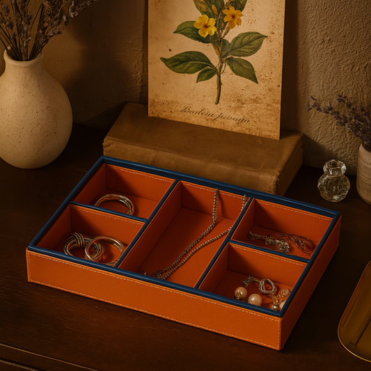 Orange Faux Leather Slot of 5 Stack Tray