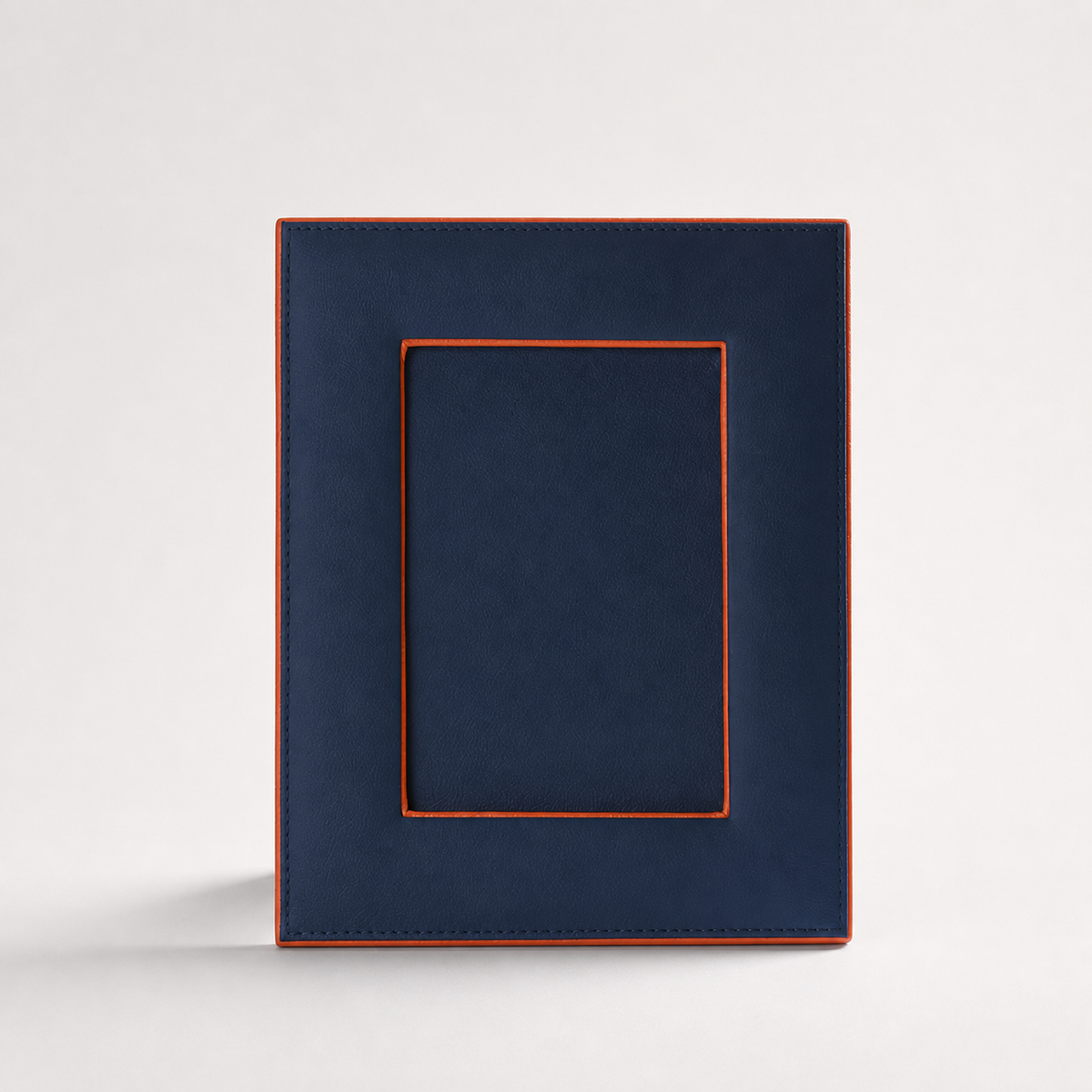 Faux-Leather Photo Frame in Mist Blue — clean studio hero