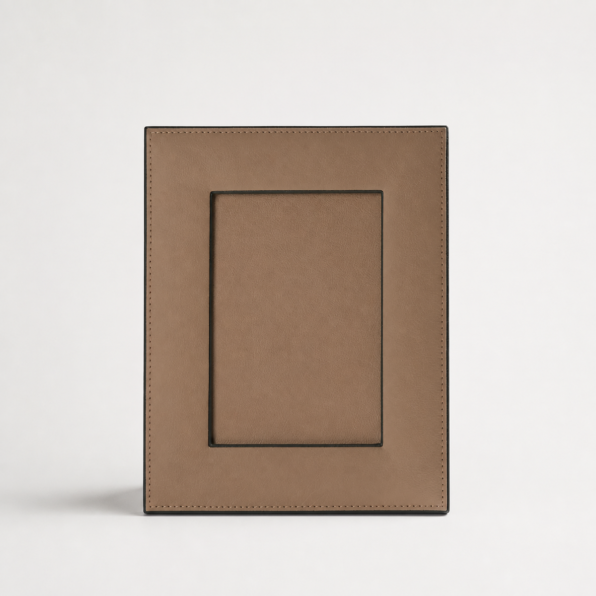 Faux-Leather Photo Frame in Soft Sand — clean studio hero