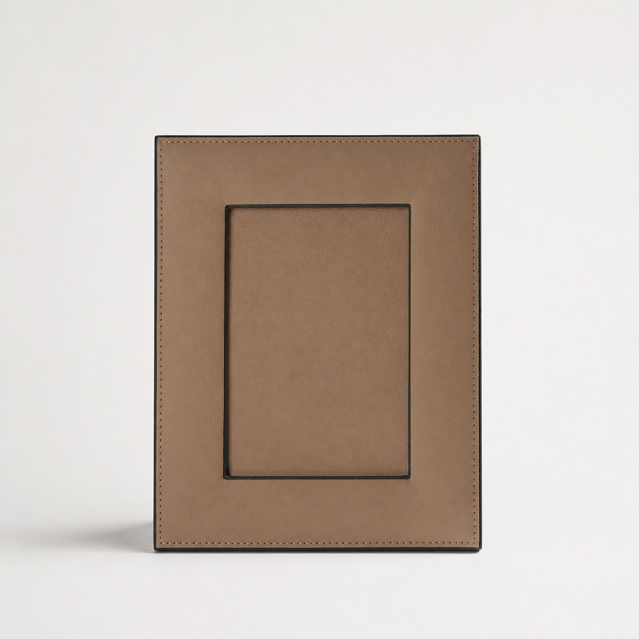 Faux-Leather Photo Frame in Soft Sand — clean studio hero