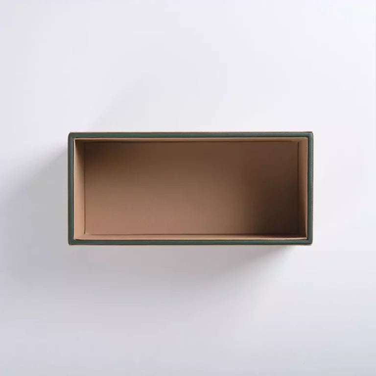 Beige Faux Leather Rectangular Flower Vase