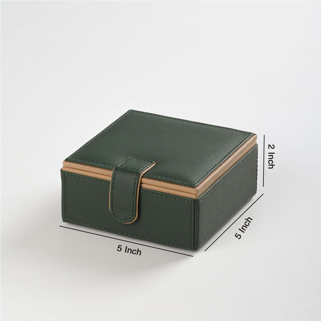 small green Buy faux leather storage box online 5x5x2 