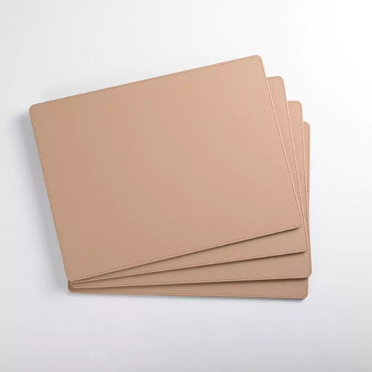 Beige Faux Leather Table Placemat (Set of 6)