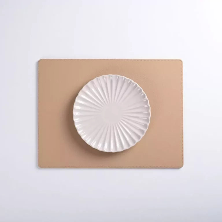 Beige Faux Leather Table Placemat (Set of 6)
