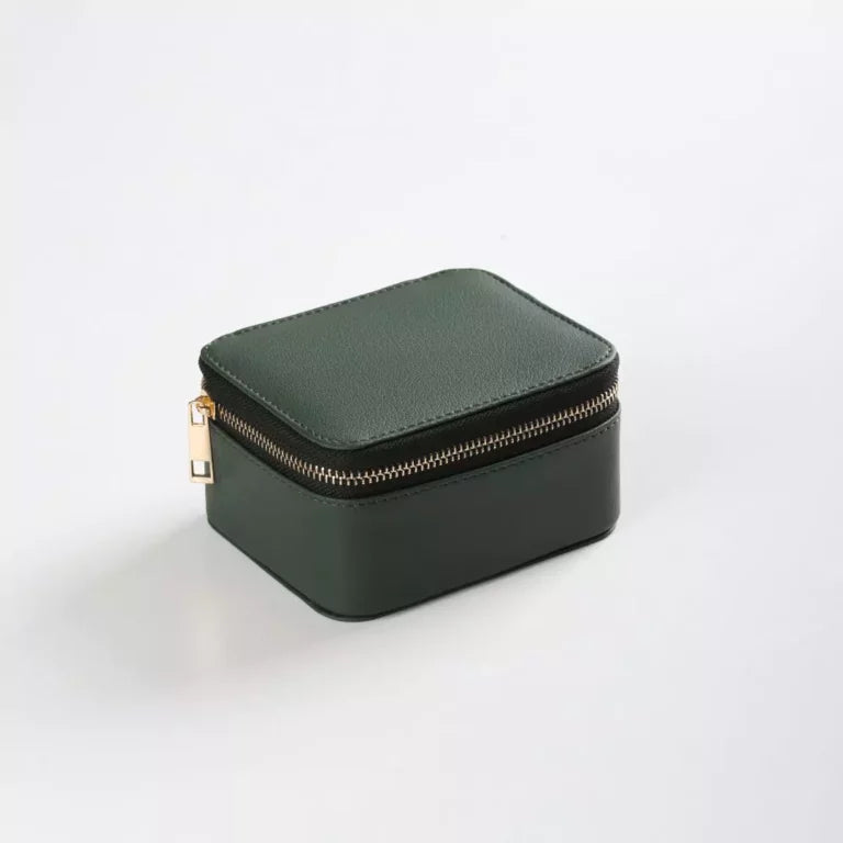 Green Faux Leather Watch / Jewellery Travel Box