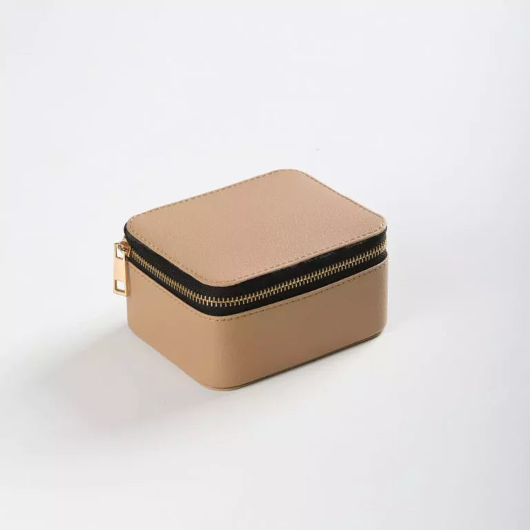 Beige Faux Leather Watch / Jewellery Travel Box