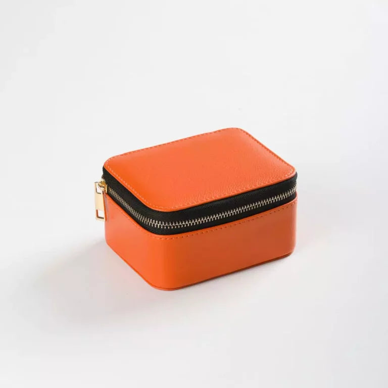 Orange Faux Leather Watch / Jewellery Travel Box